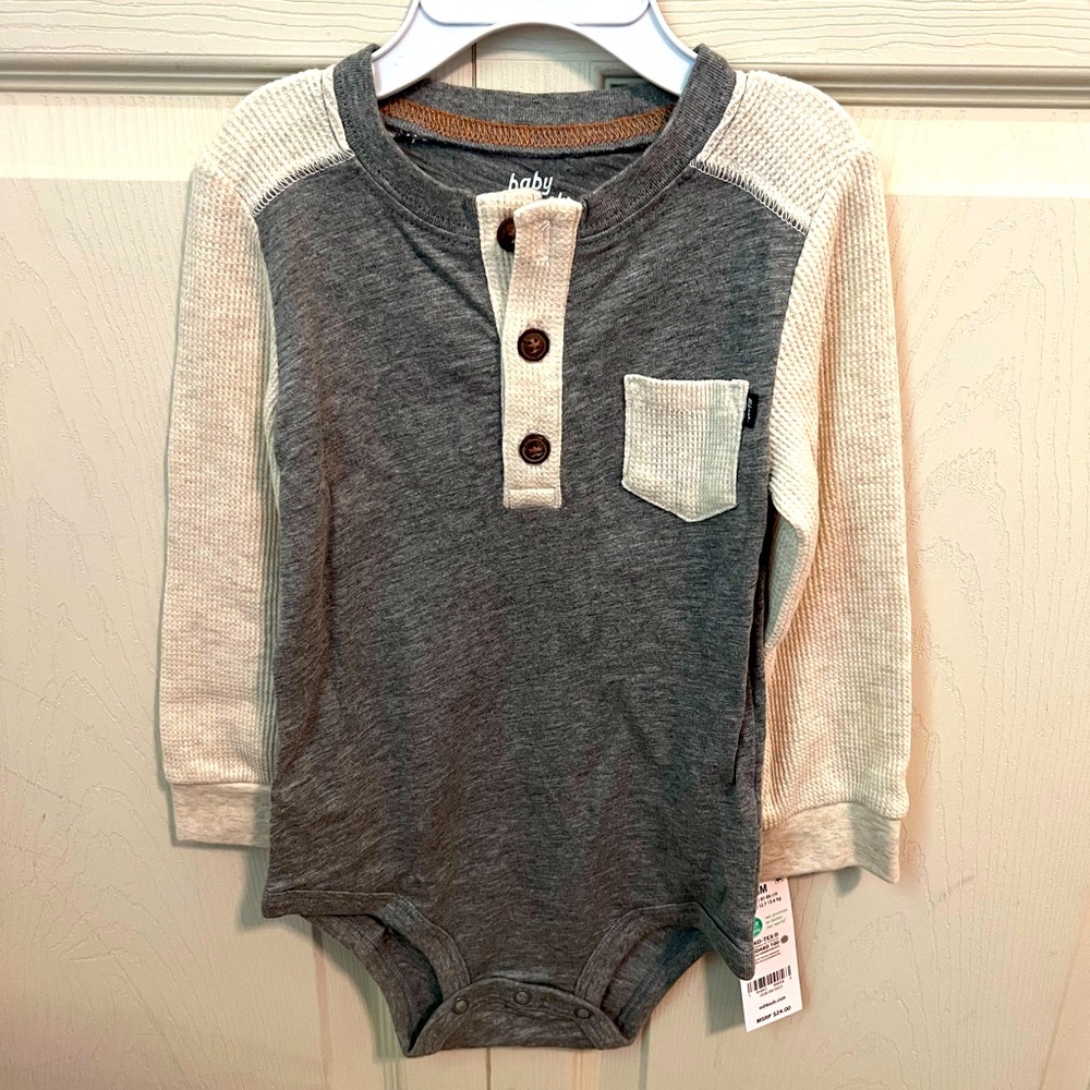 Carters Gray and Cream Henley Onesie